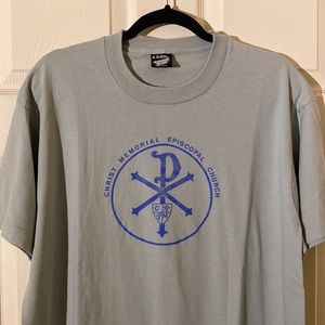 Vintage 90s Episcopalian Church Single Stitch Gray Tee